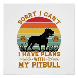 Can Plans Dog Pitbull Retro Sunset_1 Poster