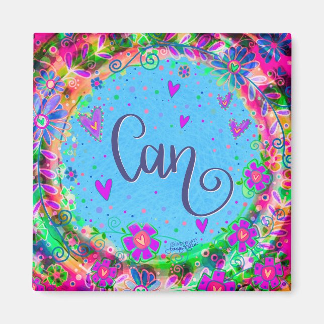 Can Pretty Fun Floral Modern Inspirivity Magnet (Front)