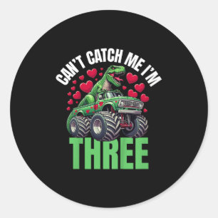 Can’t Catch Me I’m 3 - Birthday 3rd Kids Monster T Classic Round Sticker