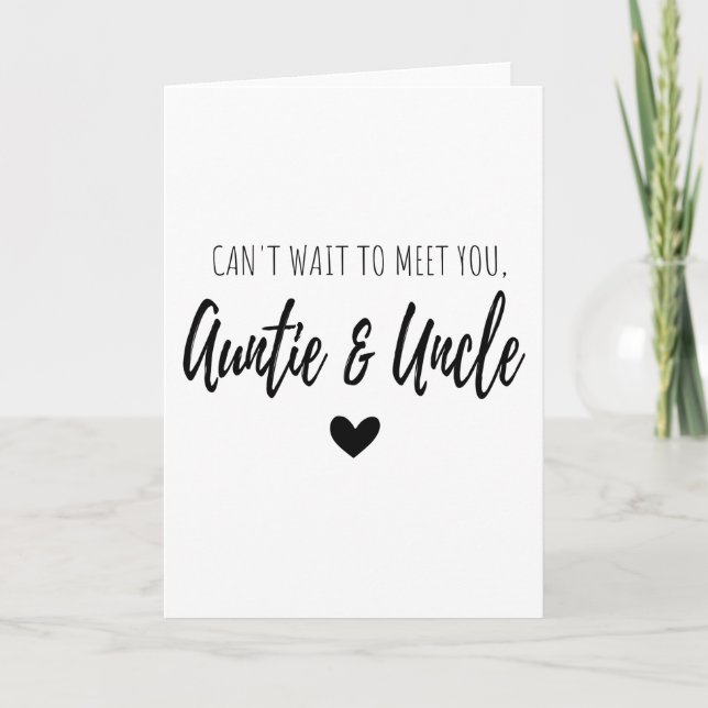 Can t Wait To Meet You  Auntie And Uncle Card (Front)