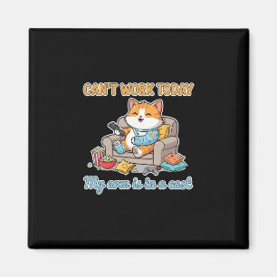 Can’t Work Today Lazy Cat With Cast And Couch Vibe Magnet