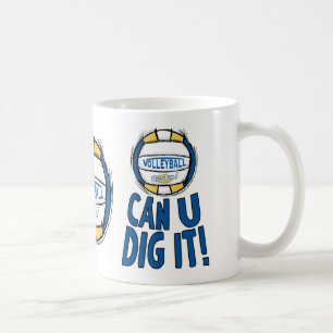 Can U Dig It Volleyball Blue Gold Coffee Mug