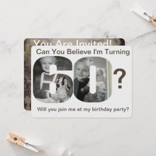 Can You Believe Turning 60? Child Photo Collage Invitation