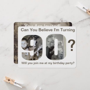 Can You Believe Turning 90? Child Photo Collage Invitation