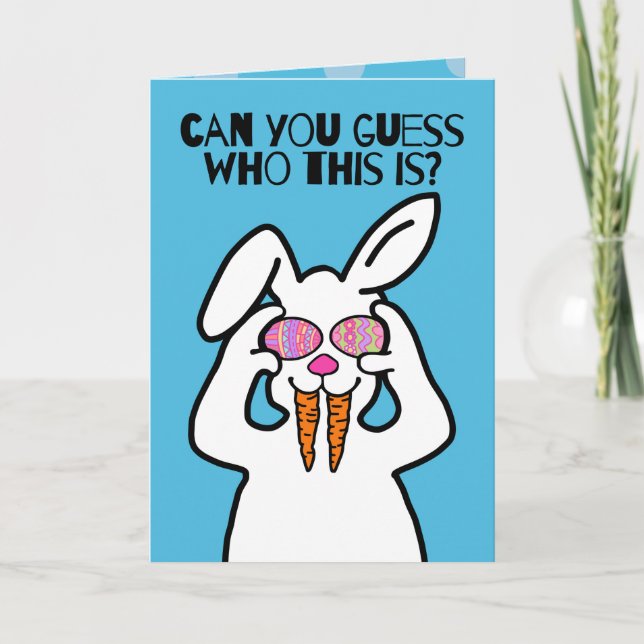 Can You Guess? | Funny Easter Bunny in Disguise Card (Front)