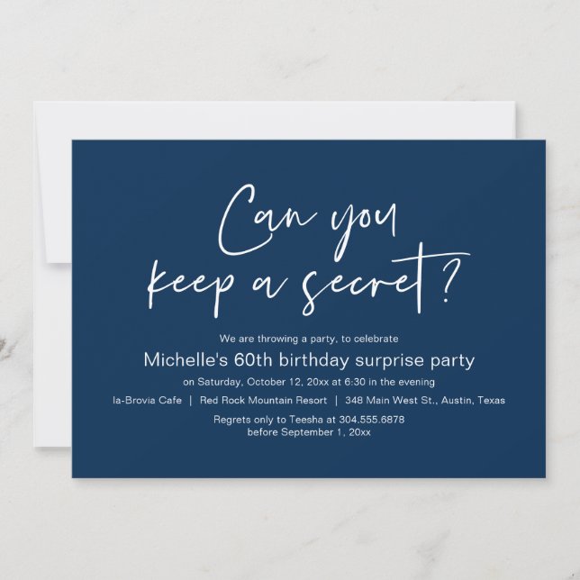 Can You Keep A Secret, Surprise Birthday Party Invitation (Front)