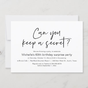 Can You Keep A Secret, Surprise Birthday Party Invitation