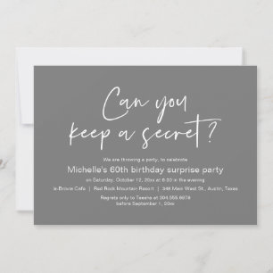 Can You Keep A Secret, Surprise Birthday Party Invitation