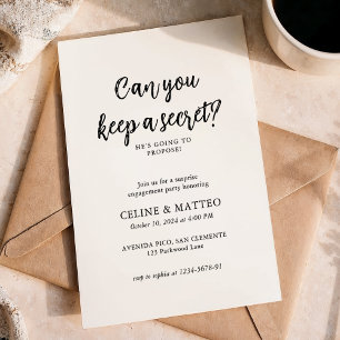 Can you keep a Secret?   Surprise Engagement Party Invitation