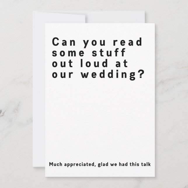 Can You Read Out Loud? Funny Weddding  Invitation (Front)
