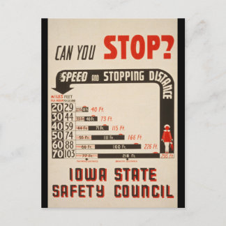Can You Stop? Road Safety Poster Postcard