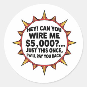 Can You Wire Me $5,000... Classic Round Sticker