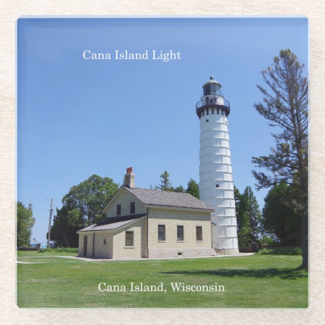 Cana Island Light glass coaster (Front)