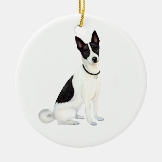 Canaan Dog (A) Ceramic Tree Decoration (Front)