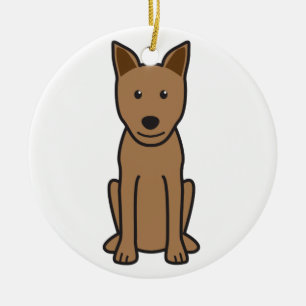 Canaan Dog Cartoon Ceramic Tree Decoration