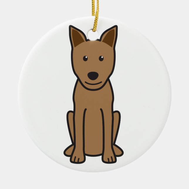 Canaan Dog Cartoon Ceramic Tree Decoration (Front)
