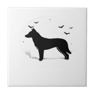 Canaan Dog � Halloween Moon Silhouette Classic T-S Ceramic Tile