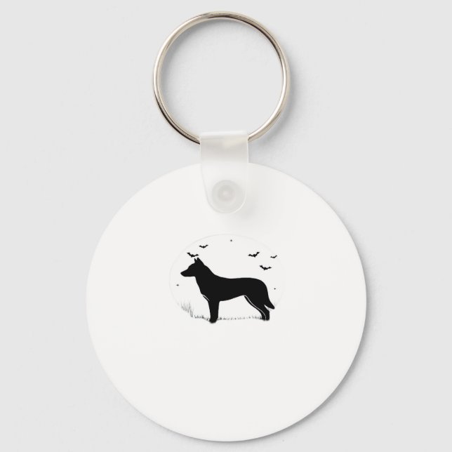 Canaan Dog � Halloween Moon Silhouette Classic T-S Key Ring (Front)