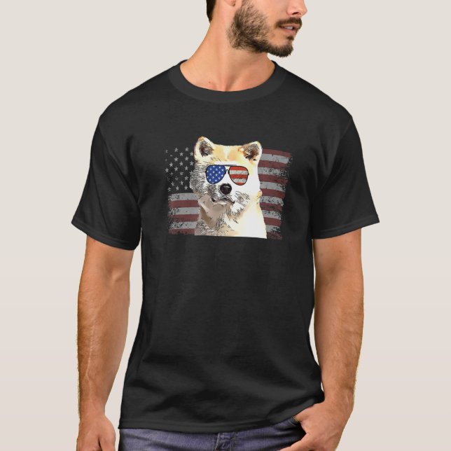 Canaan Dog July 4th Retro Usa American Flag T-Shirt (Front)