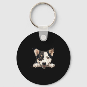 Canaan Dog Mum Dad Peeking Puppy Key Ring
