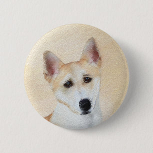 Canaan Dog Painting - Cute Original Dog Art 6 Cm Round Badge