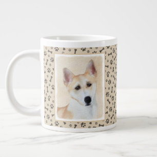 Canaan Dog Painting - Cute Original Dog Art Large Coffee Mug