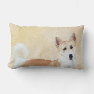 Canaan Dog Painting - Cute Original Dog Art Lumbar Cushion