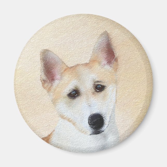 Canaan Dog Painting - Cute Original Dog Art Magnet (Front)