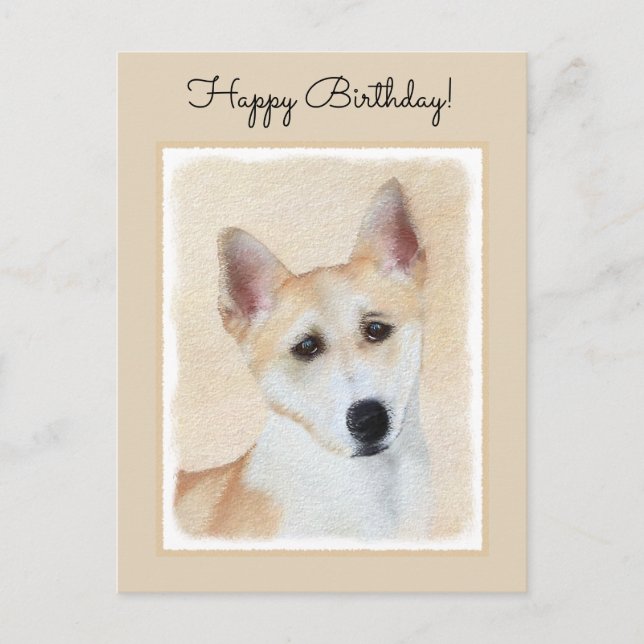 Canaan Dog Painting - Cute Original Dog Art Postcard (Front)