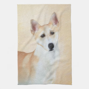 Canaan Dog Painting - Cute Original Dog Art Tea Towel