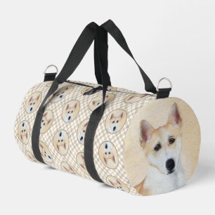 Canaan Dog Painting Cute Original Pet Dog Art Duffle Bag