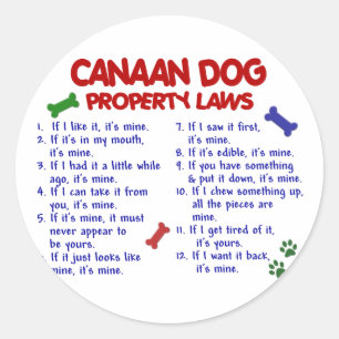 CANAAN DOG Property Laws 2 Classic Round Sticker