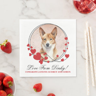 Canaan Dog Red Heart Wreath Dog Photo Napkin