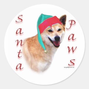 Canaan Dog Santa Paws Classic Round Sticker
