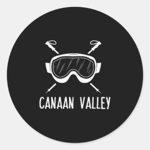 Canaan Valley Ski Skier Skiing Goggles Winter Vaca Classic Round Sticker