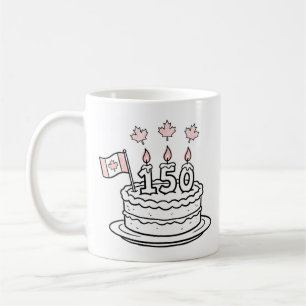 Canada 150 Birthday Cake Drawing Coffee Mug