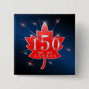 Canada 150 Birthday Celebration Maple Leaf 15 Cm Square Badge