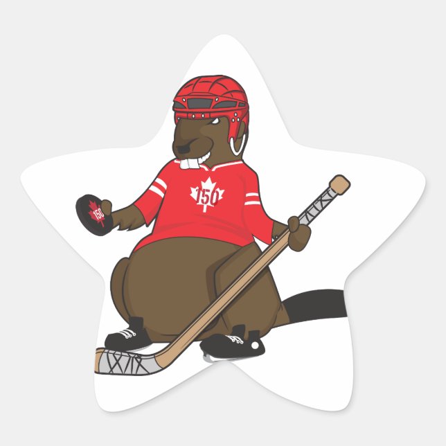 Canada 150 in 2017 Hockey Beaver Star Sticker (Front)
