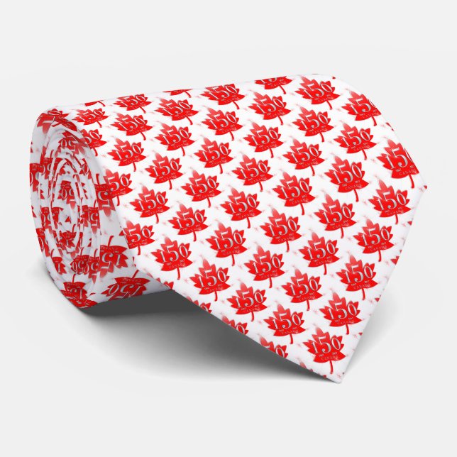 Canada 150 Red Maple Leaf Fireworks White Tie (Rolled)