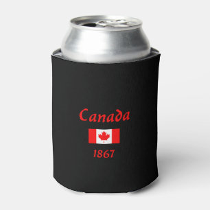 Canada 1867 Old Balthazar Font Flag Dark Color Can Cooler