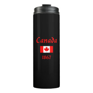 Canada 1867 Old Balthazar Font Flag Dark Color Thermal Tumbler