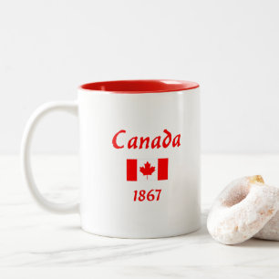 Canada 1867 Old Balthazar Font Flag Dark Colour Two-Tone Coffee Mug