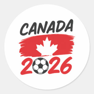 Canada 2026 Soccer Fan Design with Maple Leaf Classic Round Sticker