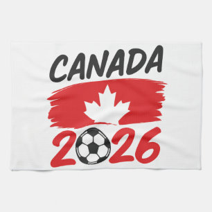 Canada 2026 Soccer Fan Design with Maple Leaf Tea Towel