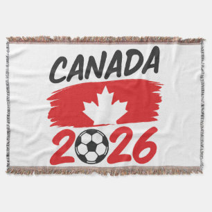 Canada 2026 Soccer Fan Design with Maple Leaf Throw Blanket