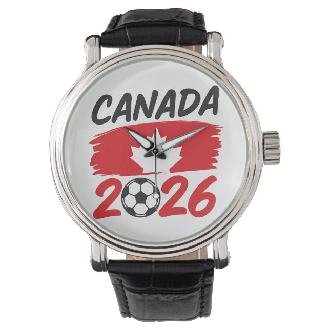 Canada 2026 Soccer Fan Design with Maple Leaf Watch (Front)