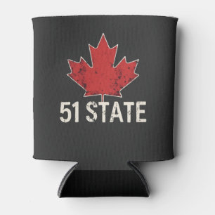 Canada 51st State Trump American and Canadian Flag Can Cooler