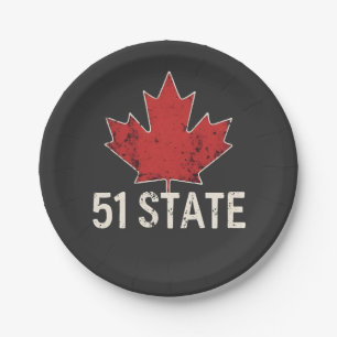 Canada 51st State Trump American and Canadian Flag Paper Plate
