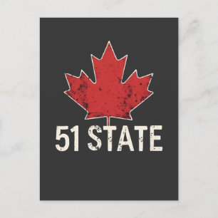Canada 51st State Trump American and Canadian Flag Postcard