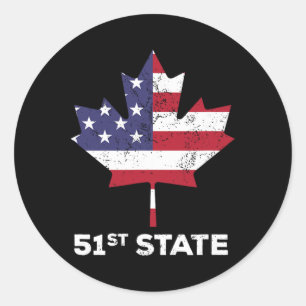 Canada 51st State United States Funny President Qu Classic Round Sticker